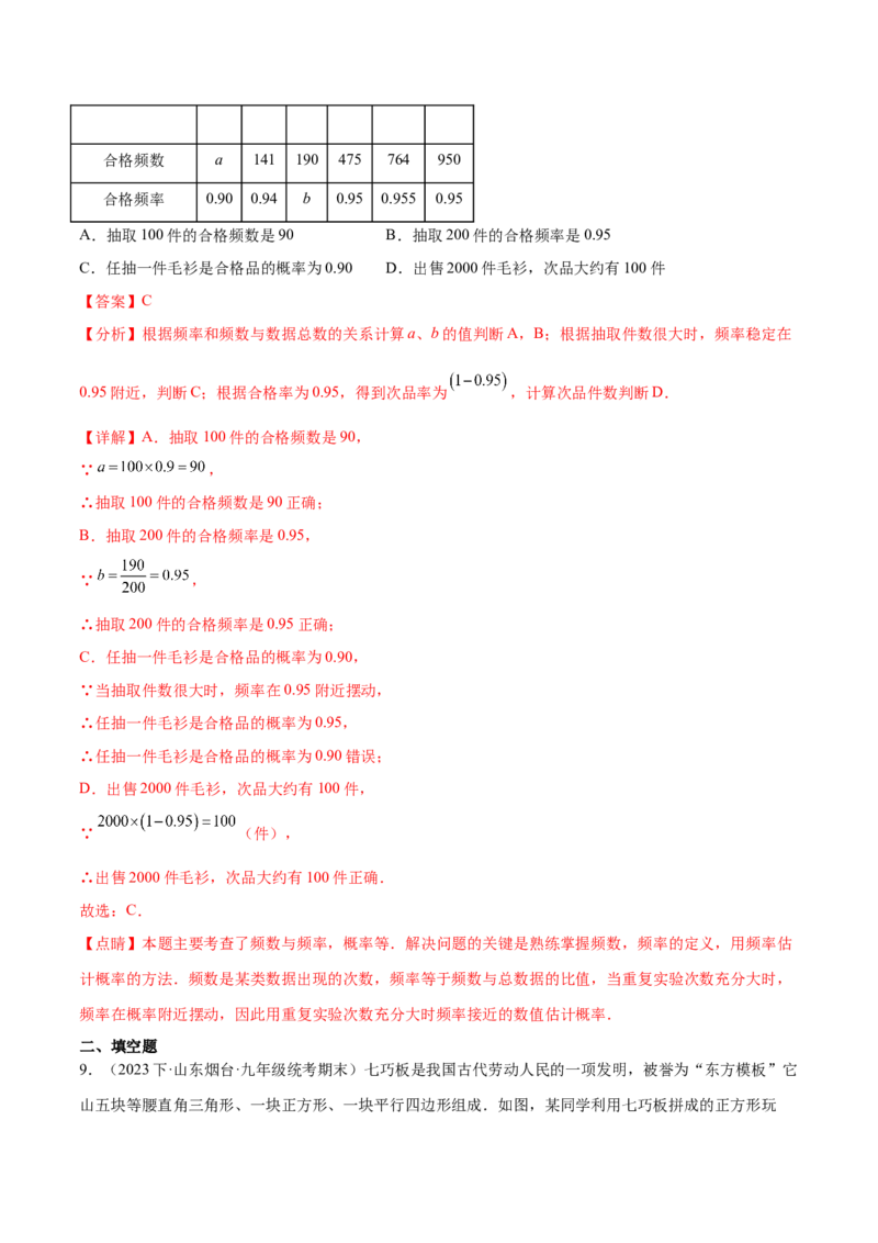 热点专题05概率初步（10个热点）（解析版）_初中数学人教版_9下-初中数学人教版_07专项讲练_2023-2024学年九年级数学全册重难热点提升精讲与过关测试（人教版）