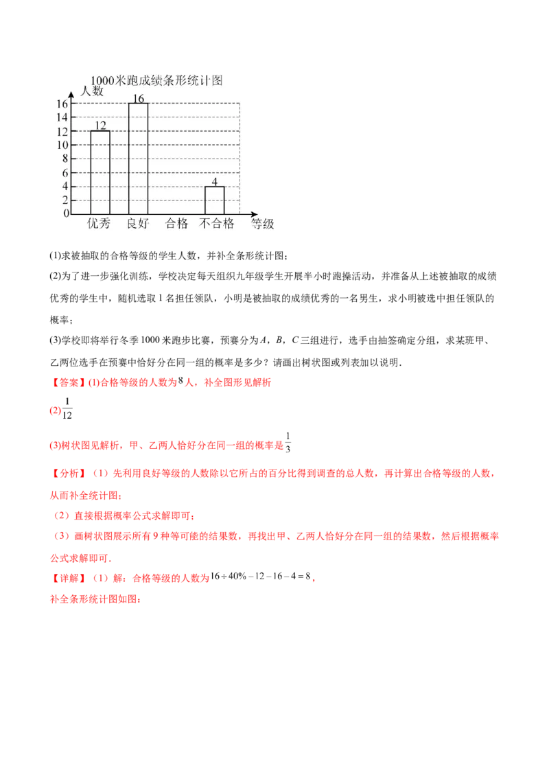 热点专题05概率初步（10个热点）（解析版）_初中数学人教版_9下-初中数学人教版_07专项讲练_2023-2024学年九年级数学全册重难热点提升精讲与过关测试（人教版）