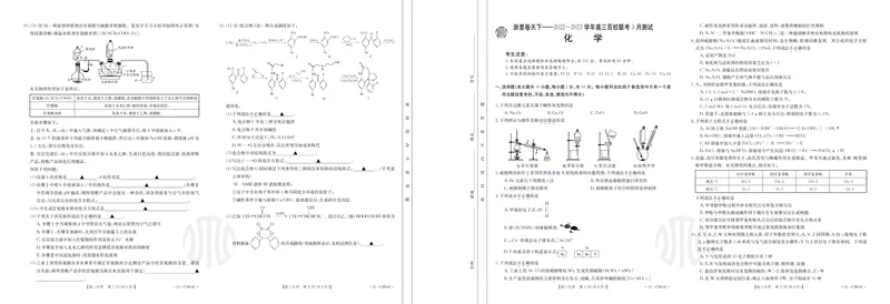 化学CM04C出片(8页)公众号：一枚试卷君_05高考化学_高考模拟题_新高考_浙里卷天下2022~2023学年高三百校联考3月测试3.6-8化学_浙里卷天下2022~2023学年高三百校联考3月测试3.6-8化学