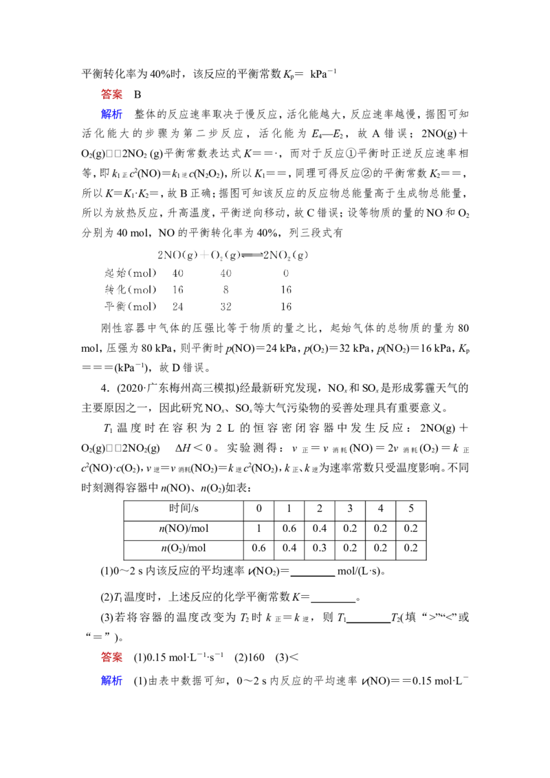 热点强化练14　速率常数与化学平衡常数综合分析_05高考化学_新高考复习资料_2023年新高考资料_一轮复习_2023年新高考大一轮复习讲义_2023年高考化学一轮复习讲义（新高考）