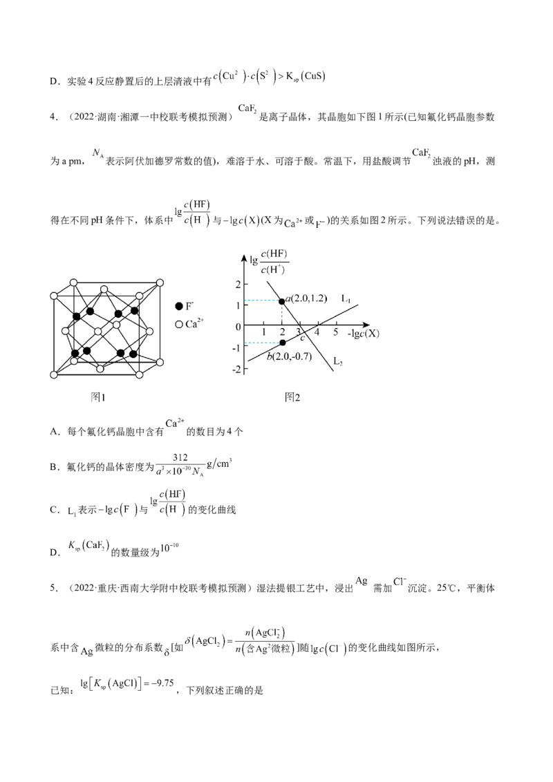 专题十六沉淀溶解平衡（专讲）-冲刺2023年高考化学二轮复习核心考点逐项突破（原卷版）_05高考化学_新高考复习资料_2023年新高考资料_二轮复习