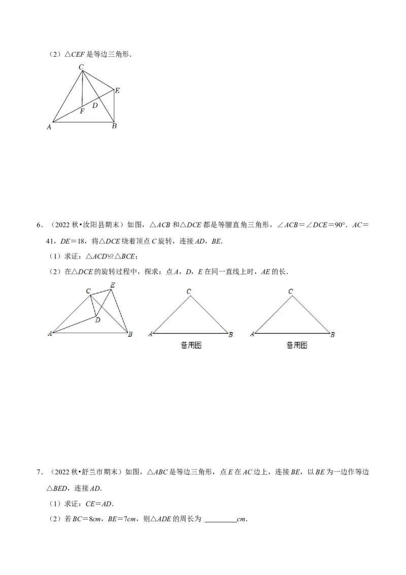 猜想02全等三角形（5种解题模型专练）（原卷版）_初中数学人教版_8上-初中数学人教版_旧版_06习题试卷_6期中期末复习专题