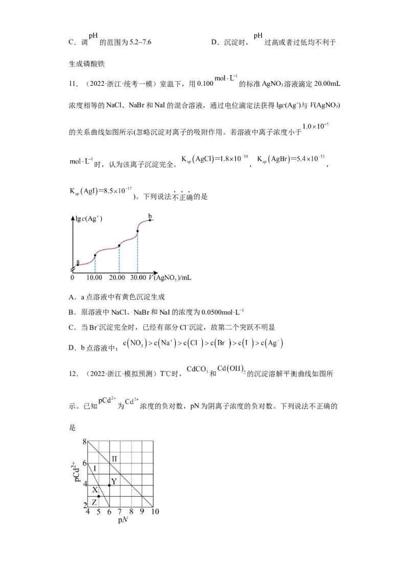 专题十六沉淀溶解平衡（专练）-冲刺2023年高考化学二轮复习核心考点逐项突破（原卷版）_05高考化学_新高考复习资料_2023年新高考资料_二轮复习