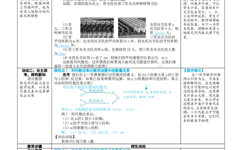 素养目标3.1.2列代数式表示数量关系教案（表格式）2024-2025学年人教版数学上册_初中数学人教版_7上-初中数学人教版_7上-初中数学人教版（新版）_04教案