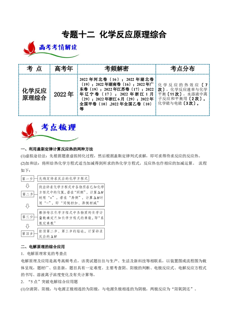 专题十二化学反应原理综合（解析版）_05高考化学_新高考复习资料_2023年新高考资料_二轮复习_题型分类归纳2023年高考化学二轮复习讲与练