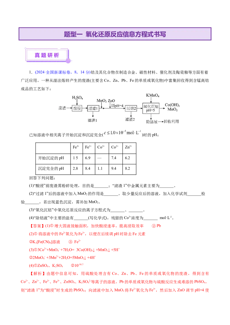 热点专项信息型方程式的书写（解析版）_05高考化学_2025年新高考资料_二轮复习_上好课2025年高考化学二轮复习讲练测（新高考通用）3379109_主题一化学用语与基本概念