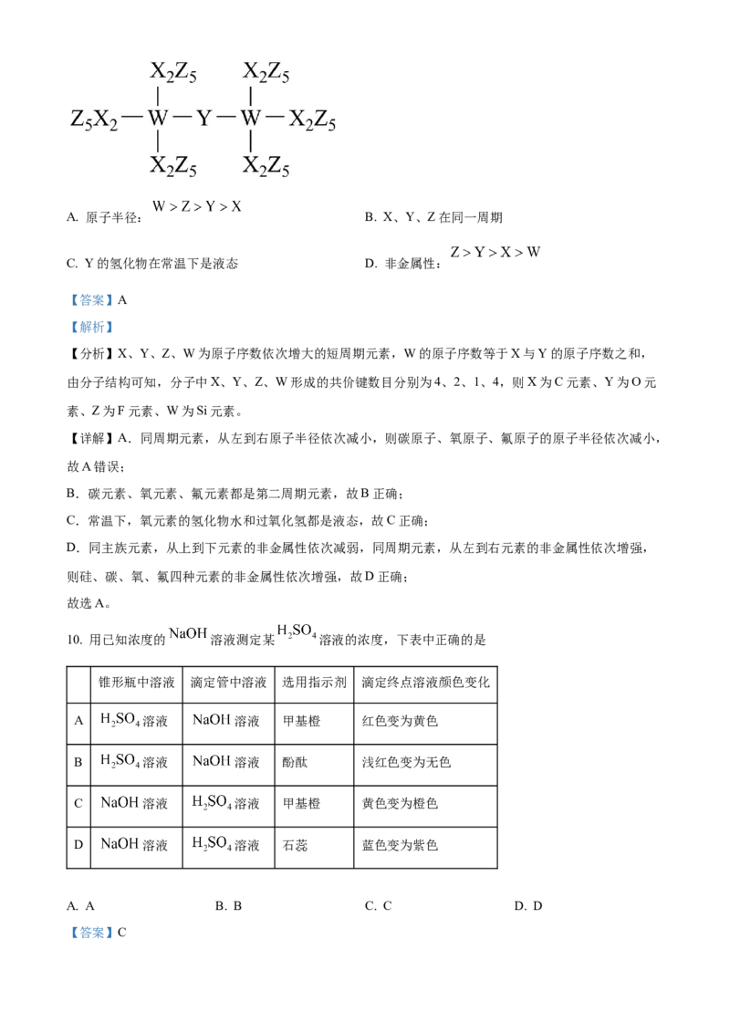 化学试题（解析版）_05高考化学_高考模拟题_新高考_2023届上海市杨浦区高三上学期一模化学_2023届上海市杨浦区高三上学期一模化学
