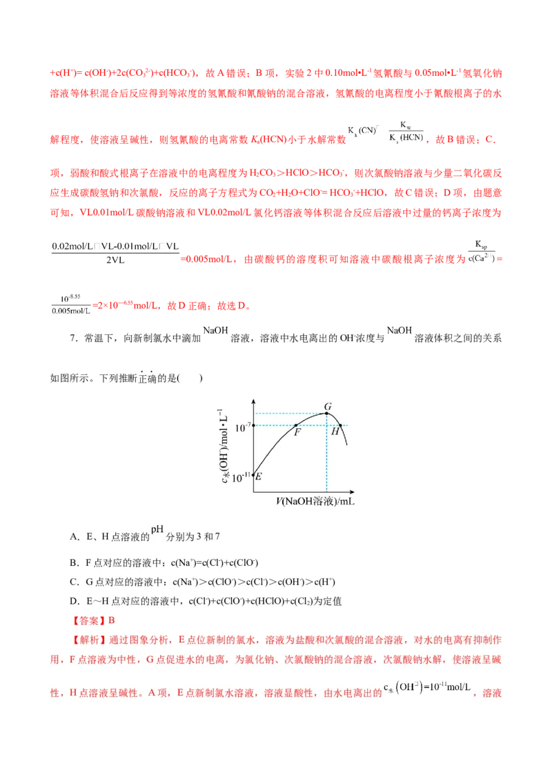 热点专项溶液中粒子浓度大小比较（解析版）_05高考化学_2025年新高考资料_二轮复习_上好课2025年高考化学二轮复习讲练测（新高考通用）3379109_主题三化学反应原理