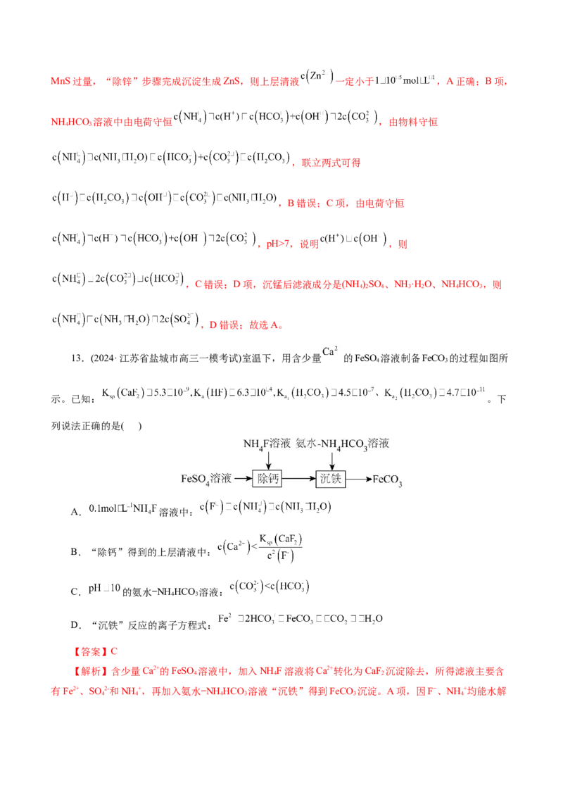 热点专项溶液中粒子浓度大小比较（解析版）_05高考化学_2025年新高考资料_二轮复习_上好课2025年高考化学二轮复习讲练测（新高考通用）3379109_主题三化学反应原理
