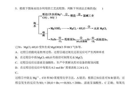 微专题20海水资源的综合利用（提取溴和碘）-备战2022年高考化学考点微专题（原卷版）_05高考化学_新高考复习资料_2022年新高考资料_备战2022年高考化学考点微专题