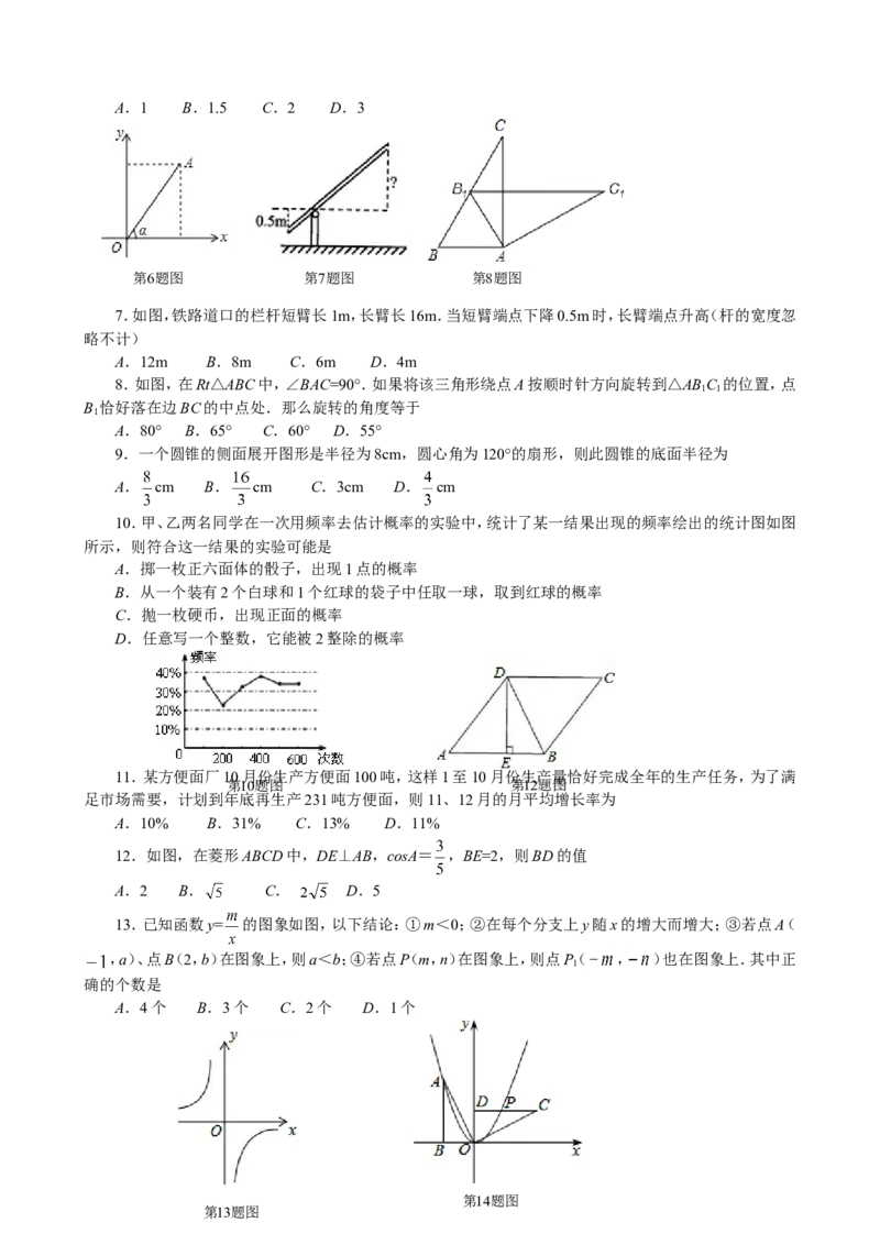 人教版九年级上期末数学试卷16含答案_初中数学人教版_9上-初中数学人教版_06习题试卷_4期末试卷_期末测试卷（第1套含答案）共18份