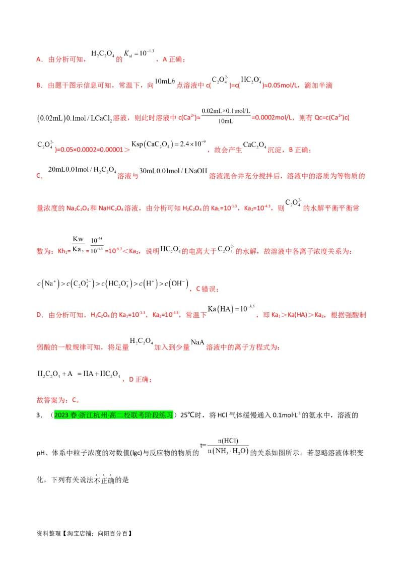 升级版微专题42四大平衡常数的计算与应用-备战2024年高考化学考点微专题（解析版）(全国版)_05高考化学_新高考复习资料_2024年新高考资料_一轮复习资料_教师版（含答案解析）