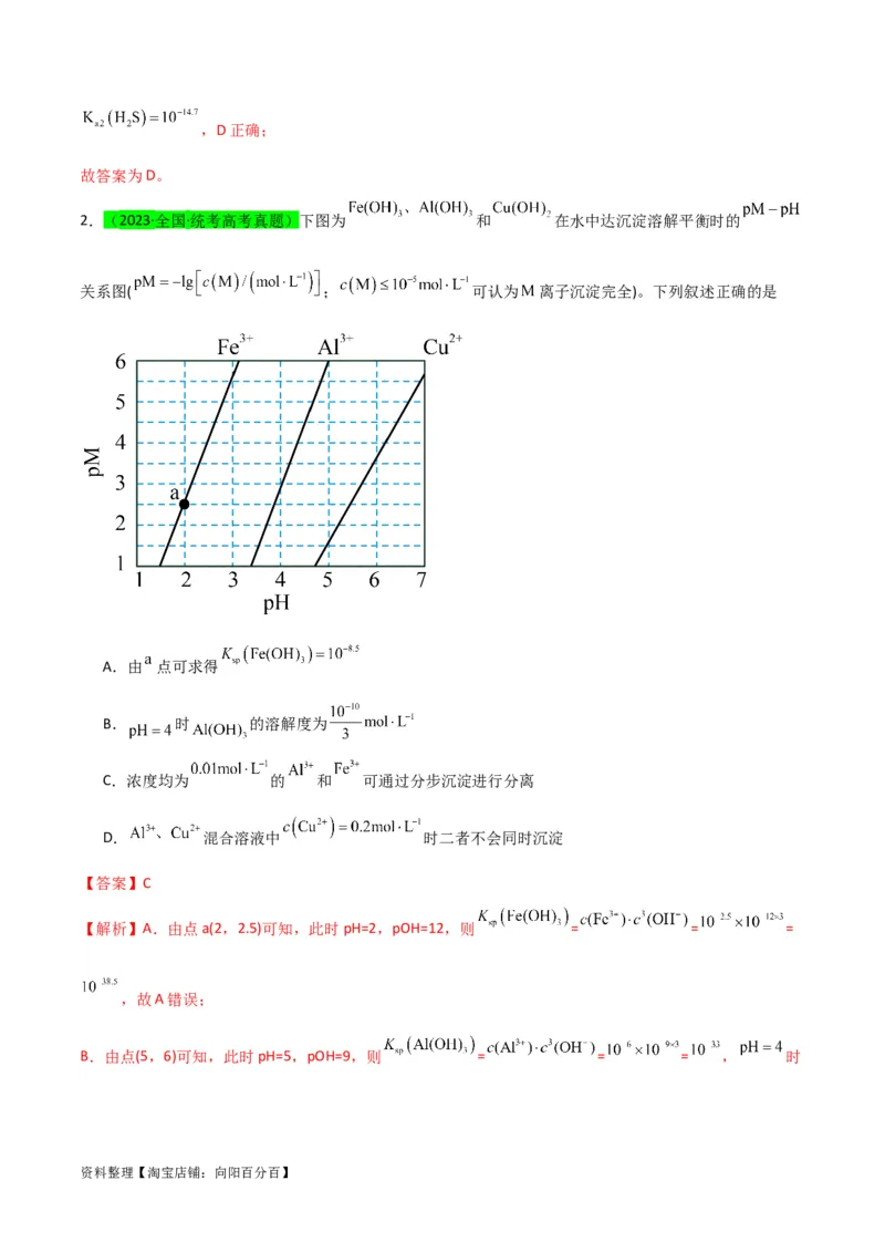 升级版微专题42四大平衡常数的计算与应用-备战2024年高考化学考点微专题（解析版）(全国版)_05高考化学_新高考复习资料_2024年新高考资料_一轮复习资料_教师版（含答案解析）