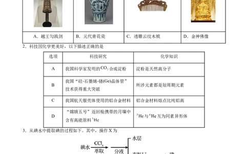 信息必刷卷02（广东专用）（原卷版）_05高考化学_2025年新高考资料_2025考前信息卷_2025年高考化学考前信息必刷卷（广东专用）3443221