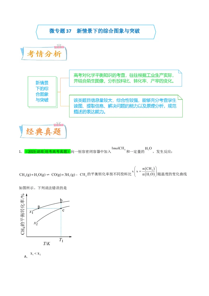 升级版微专题37新情景下的综合图象与突破（原卷版）(全国版)_05高考化学_新高考复习资料_2024年新高考资料_一轮复习资料_备战2024年高考化学一轮复习考点微专题