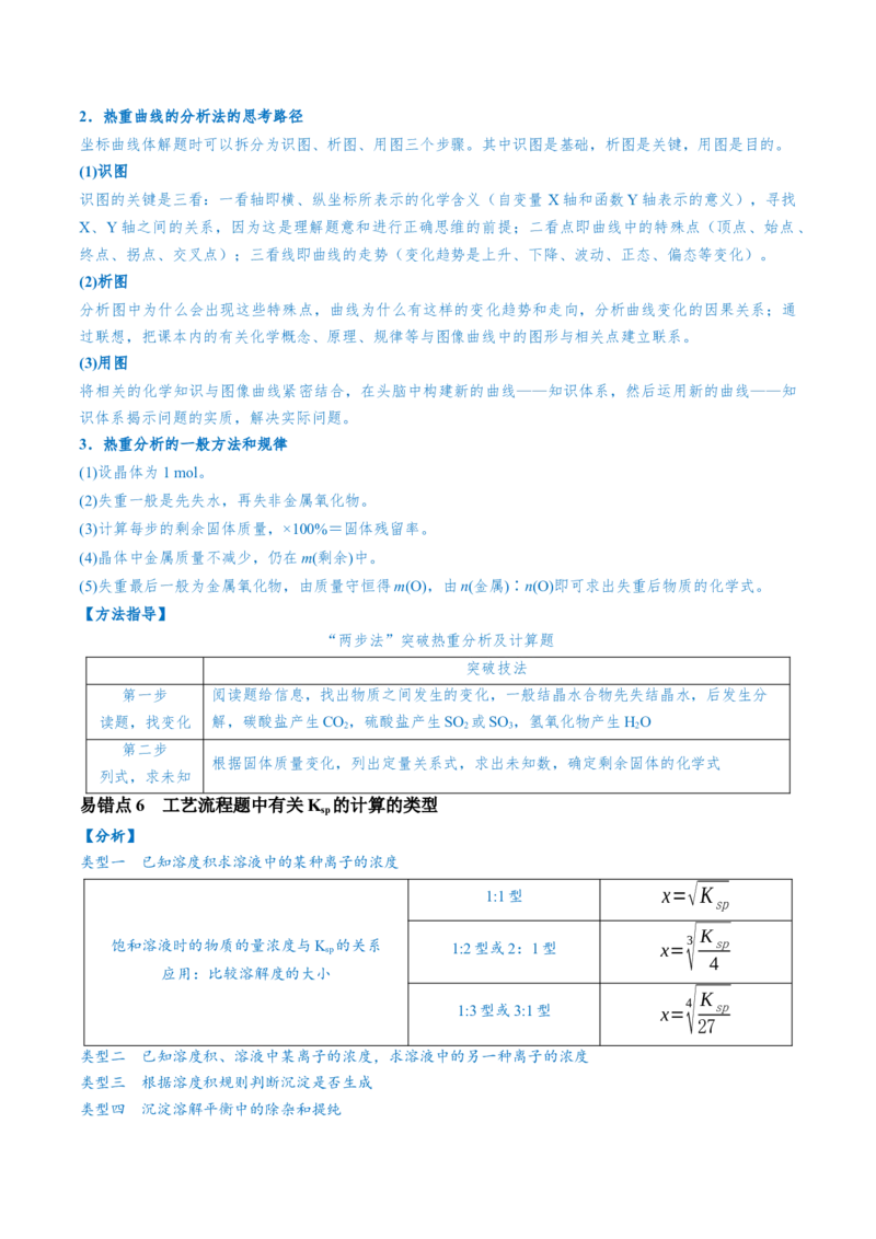 易错类型07化工流程中的常考问题（7大易错点）（原卷版）_05高考化学_新高考复习资料_2024年新高考资料_❤专项复习资料_备战2024年高考化学考试易错题（全国通用）