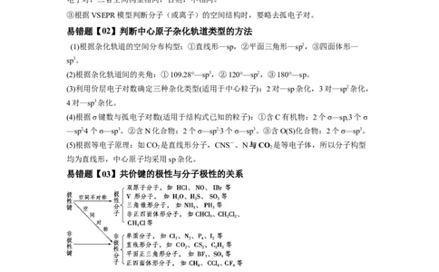 易错点16分子结构与性质-备战2023年高考化学考试易错题（原卷版）_05高考化学_通用版（老高考）复习资料_2023年复习资料_专项复习_备战2023年高考化学考试易错题（全国通用）