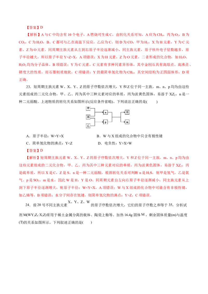 热点专项元素&ldquo;位一构一性&rdquo;关系的分析（解析版）_05高考化学_2025年新高考资料_二轮复习_上好课2025年高考化学二轮复习讲练测（新高考通用）3379109_主题五物质结构与性质