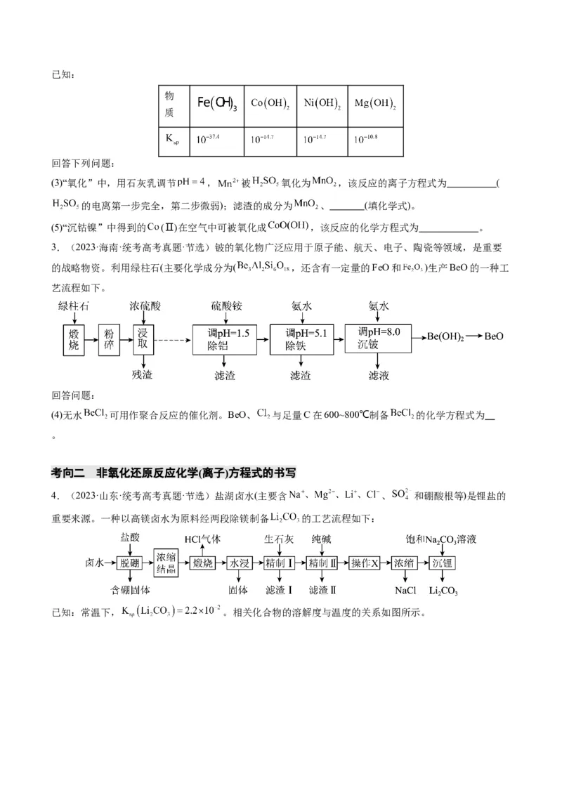 热点01陌生化学(离子)方程式的书写-2024年高考化学热点&middot;重点&middot;难点专练（新高考专用）（原卷版）_05高考化学_2024年新高考资料_3.2024专项复习