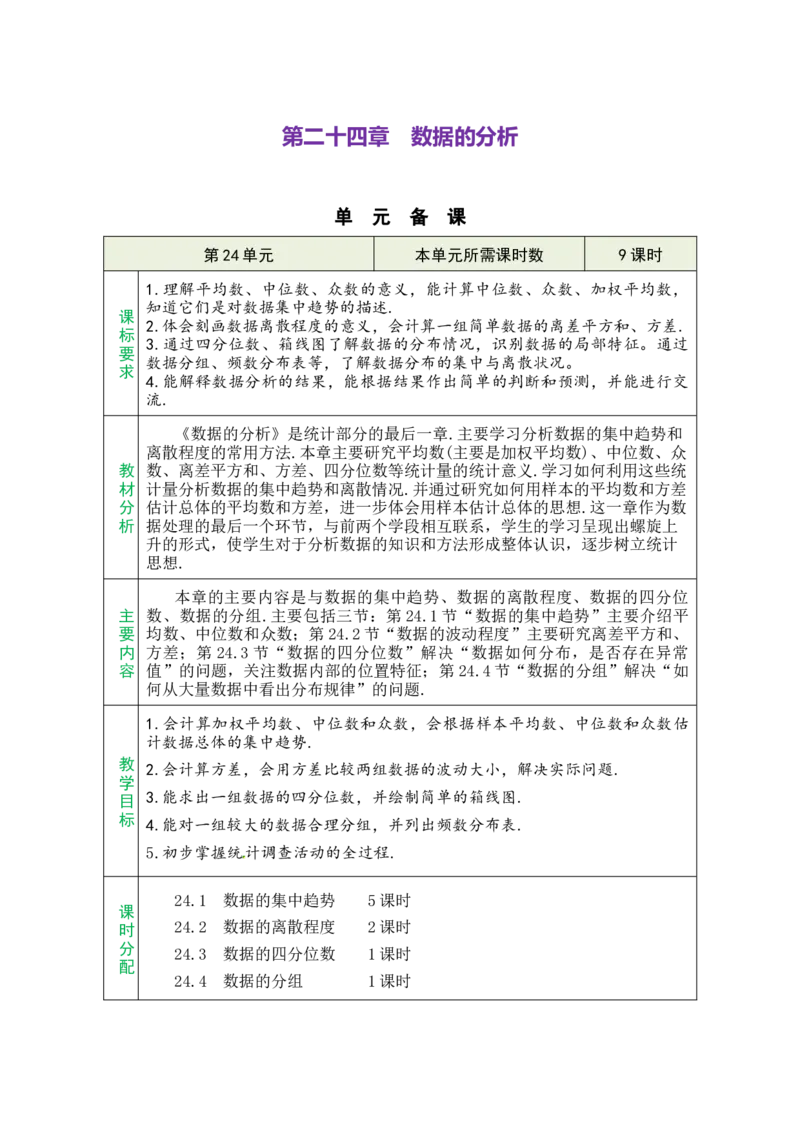 第二十四章数据的分析_初中数学人教版_八年级数学下册_保存转存之后查看(1)_2026春季新版-持续更新中_第三套-东方_02.人教数学8下教案汇总26春_26春8下人数备课教案（单元一起）