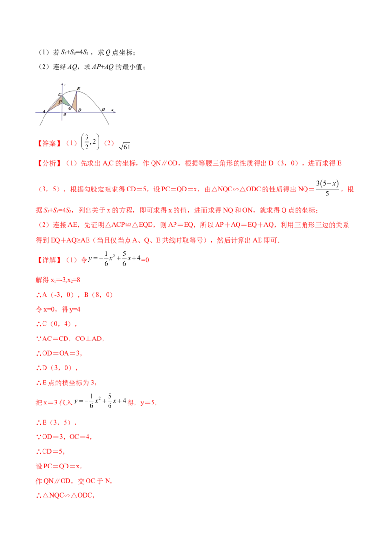 难点冲刺02二次函数的六个最值问题（解析版）_初中数学人教版_9下-初中数学人教版_07专项讲练_2023-2024学年九年级数学全册重难热点提升精讲与过关测试（人教版）