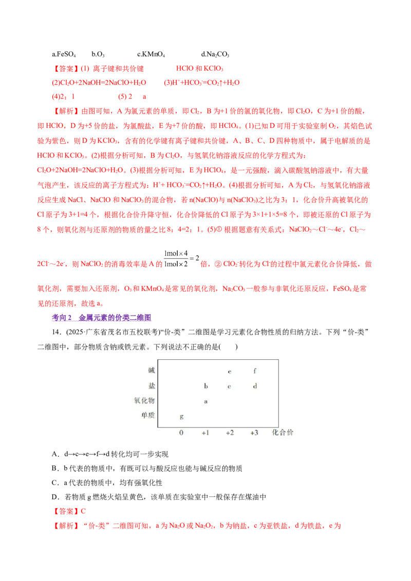 热点专项基于&ldquo;价一类&rdquo;二维的转化关系（解析版）_05高考化学_2025年新高考资料_二轮复习_上好课2025年高考化学二轮复习讲练测（新高考通用）3379109_主题二元素及其化合物