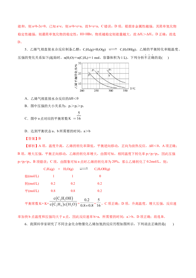 主题三化学反应原理（测试）（一）（解析版）_05高考化学_2025年新高考资料_二轮复习_上好课2025年高考化学二轮复习讲练测（新高考通用）3379109_主题三化学反应原理