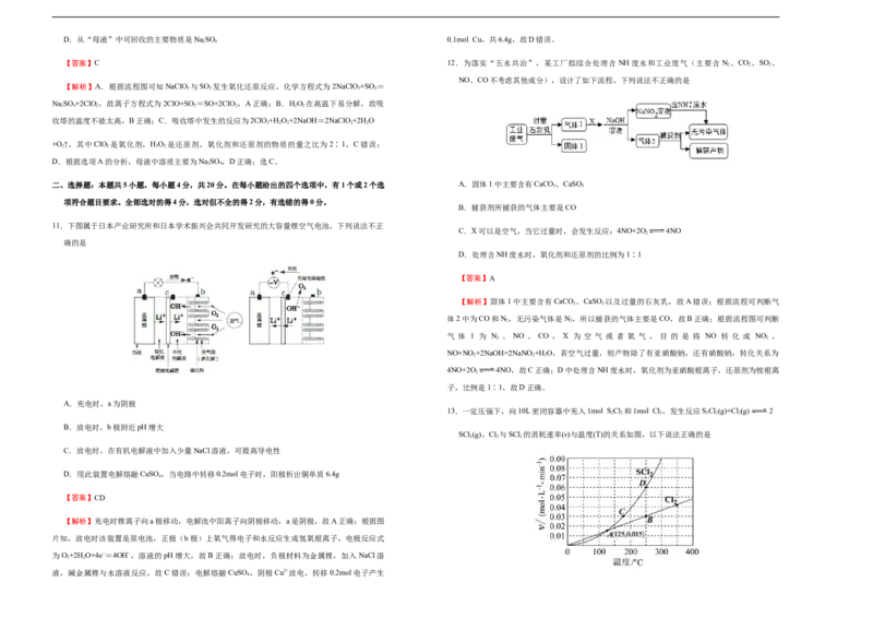 原创（新高考）山东2021届好教育云平台泄露天机高考押题卷化学教师版_05高考化学_新高考复习资料_2021新高考资料_2021泄露天机高考押题卷