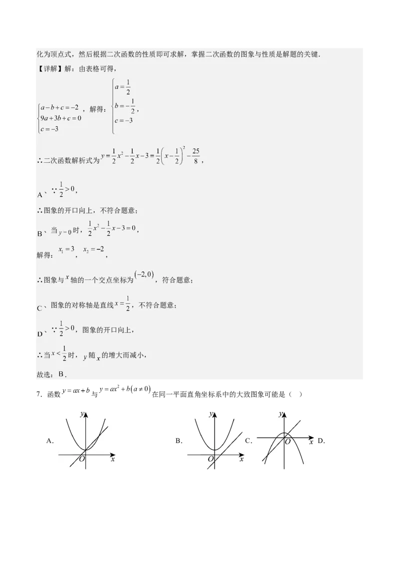 第二十二章二次函数测试&middot;提升卷（教师版）_初中数学_九年级数学上册（人教版）_知识点汇总-U105_2026版