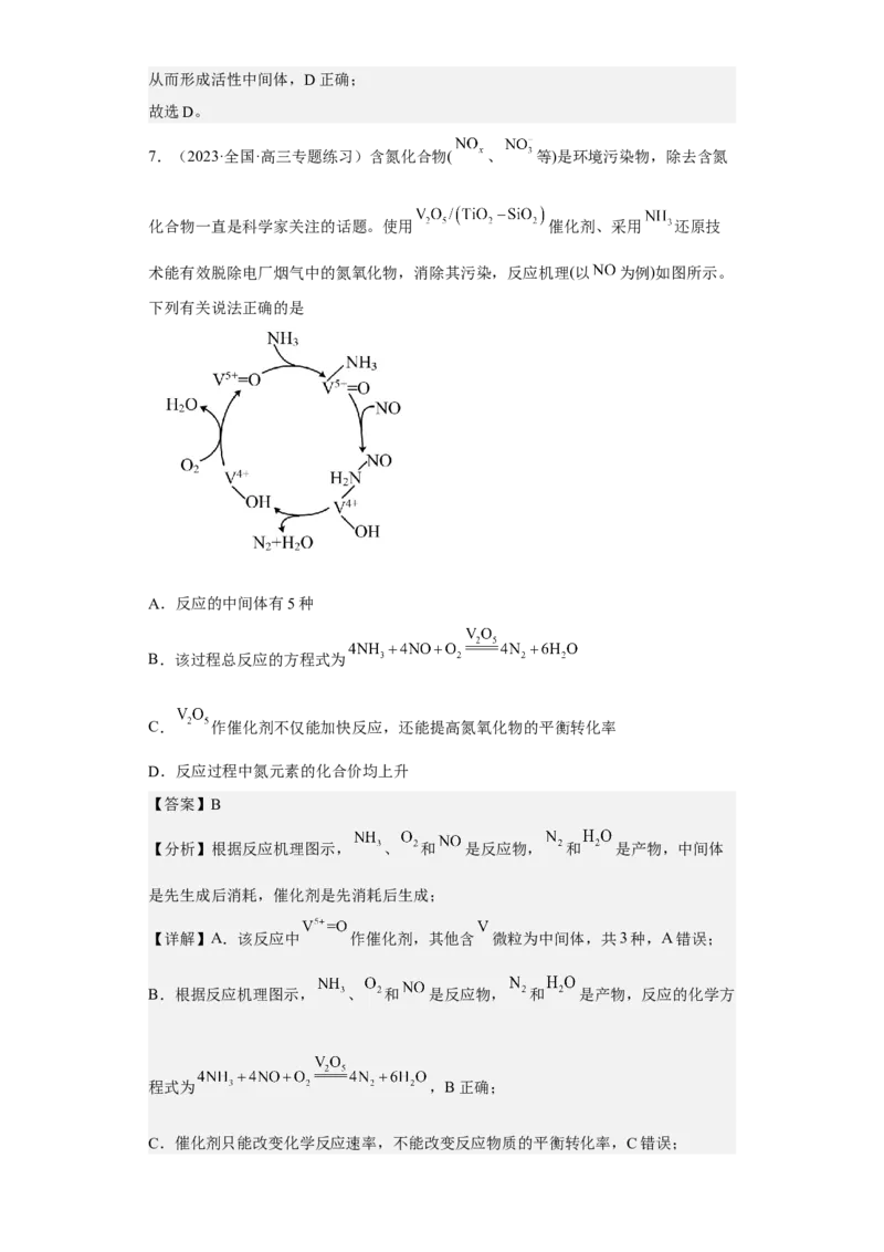 专题十七反应机理（专练）-冲刺2023年高考化学二轮复习核心考点逐项突破（解析版）_05高考化学_新高考复习资料_2023年新高考资料_二轮复习