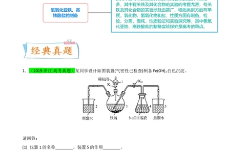 升级版微专题14氢氧化亚铁、高铁酸盐的制备实验探究（解析版）(全国版)_05高考化学_新高考复习资料_2024年新高考资料_一轮复习资料_备战2024年高考化学一轮复习考点微专题