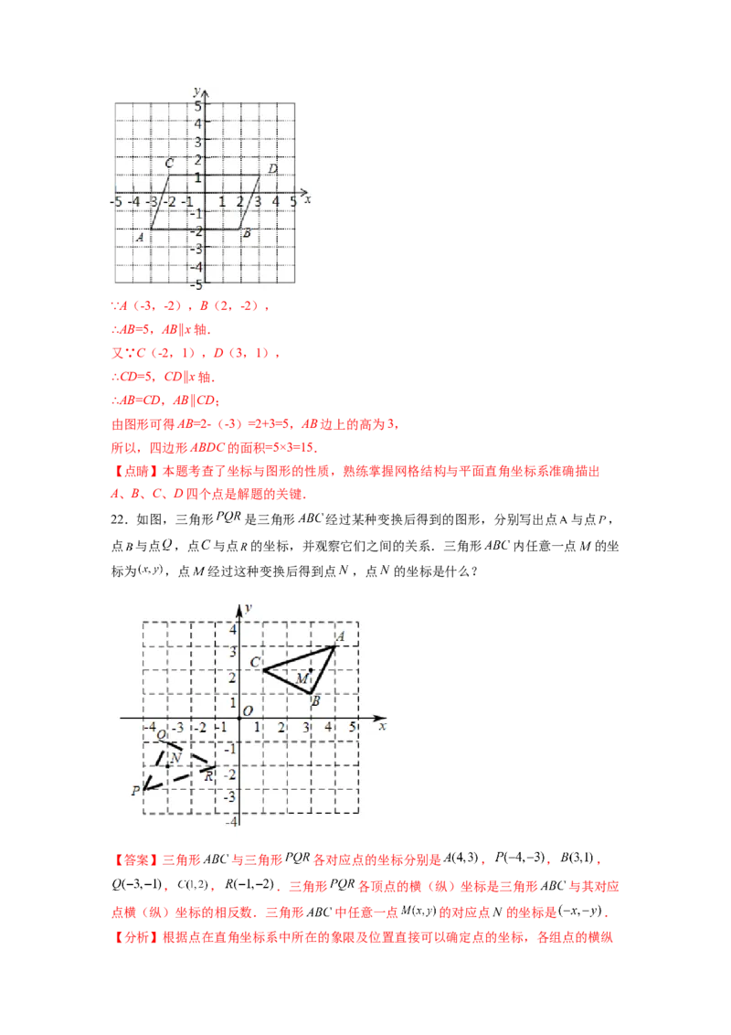第7章平面直角坐标系（解析版）_初中数学人教版_7下-初中数学人教版_7下-初中数学人教版（旧版）赠送_06习题试卷_5专项练习