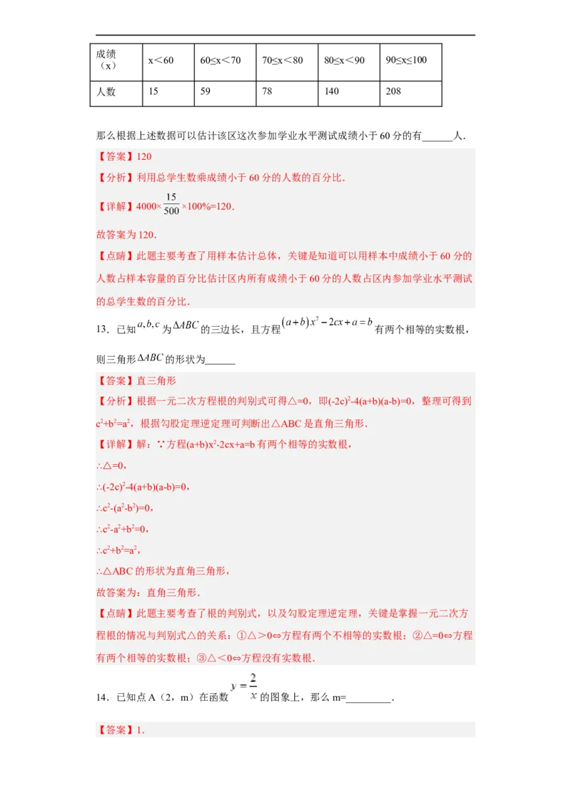 黄金卷01-赢在中考黄金八卷备战2023年中考数学全真模拟卷（解析版）（深圳专用）_初中数学人教版_9下-初中数学人教版_10中考模拟卷