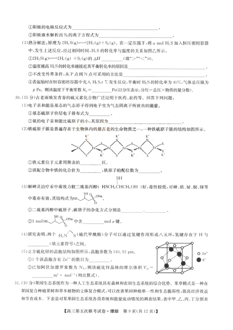 山西省部分学校2022-2023学年高三年级第五次联考理科综合试题_05高考化学_高考模拟题_全国课标版_山西省部分学校2022-2023学年高三上学期第五次联考理科综合试题