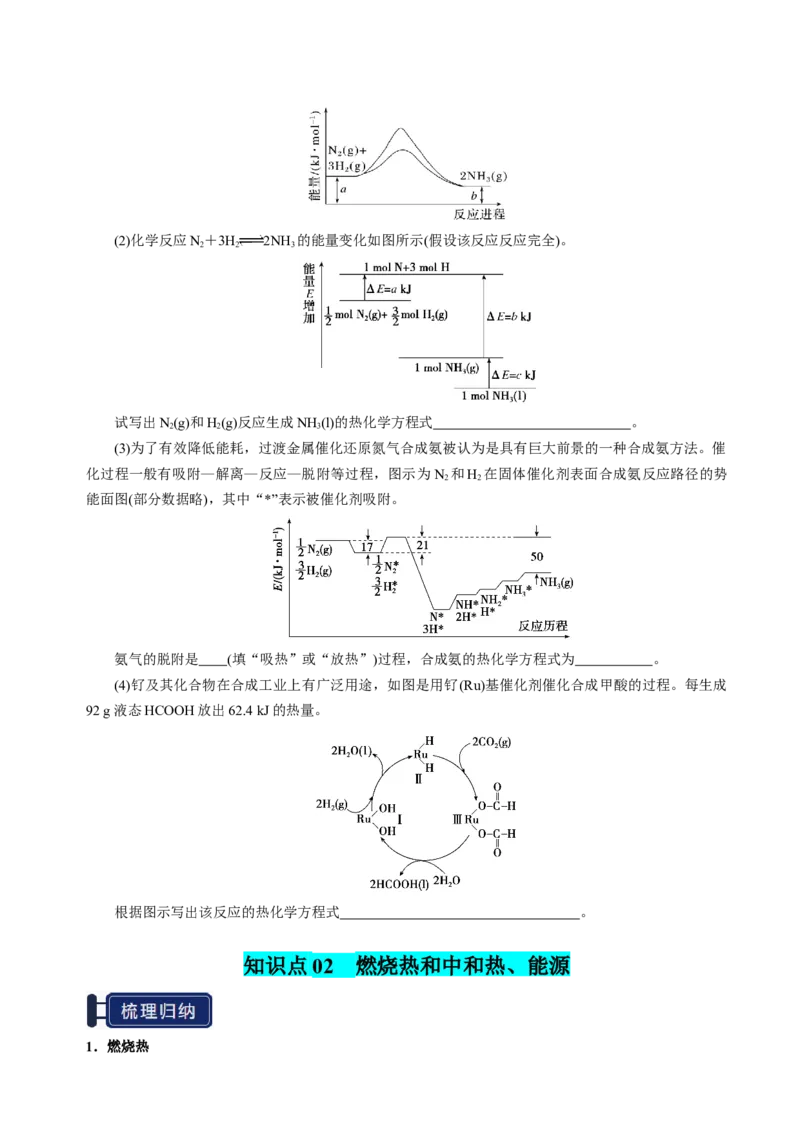 知识清单17化学反应的热效应-上好课2025年高考化学一轮复习知识清单（新高考专用）（原卷版）_05高考化学_2025年新高考资料_一轮复习