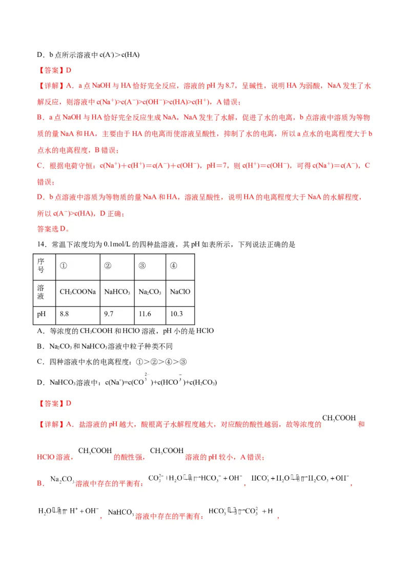 专题突破卷09水溶液中的离子反应与平衡-2024年高考化学一轮复习考点通关卷（新教材新高考）（解析版）_05高考化学_2024年新高考资料_1.2024一轮复习