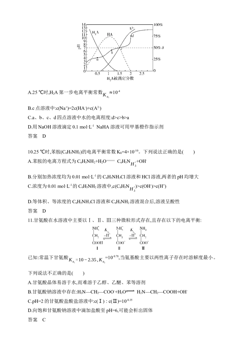 专题十二弱电解质的电离平衡和溶液的酸碱性（含答案）_05高考化学_2025年新高考资料_专项练习_2025高考化学专题练习（含答案）（完结）