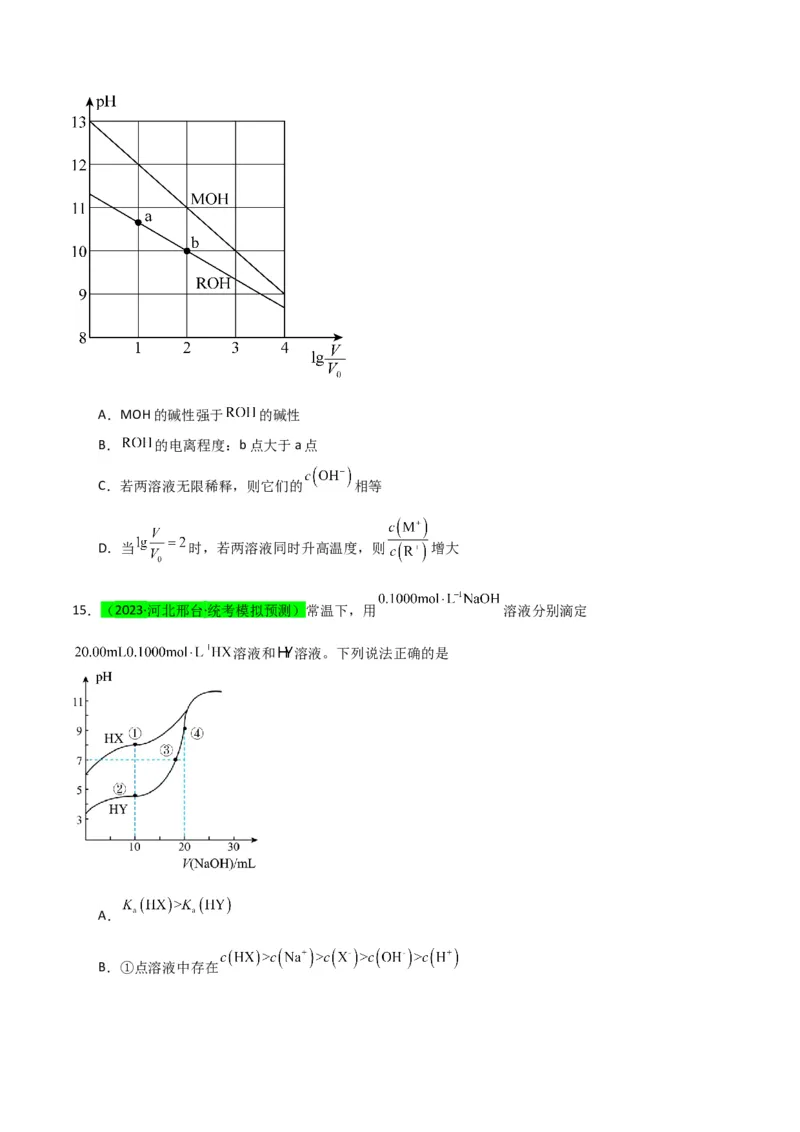 升级版微专题38强弱电解质的判断与比较（原卷版）(全国版)_05高考化学_新高考复习资料_2024年新高考资料_一轮复习资料_备战2024年高考化学一轮复习考点微专题