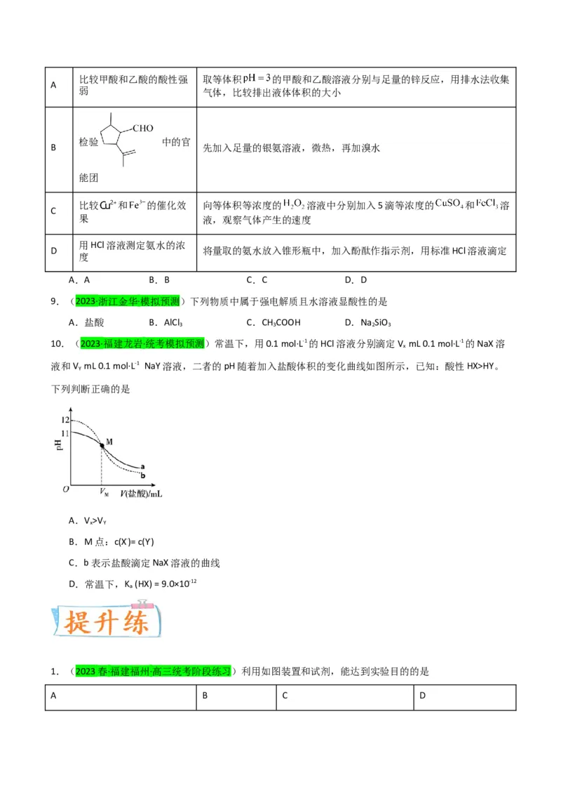 升级版微专题38强弱电解质的判断与比较（原卷版）(全国版)_05高考化学_新高考复习资料_2024年新高考资料_一轮复习资料_备战2024年高考化学一轮复习考点微专题