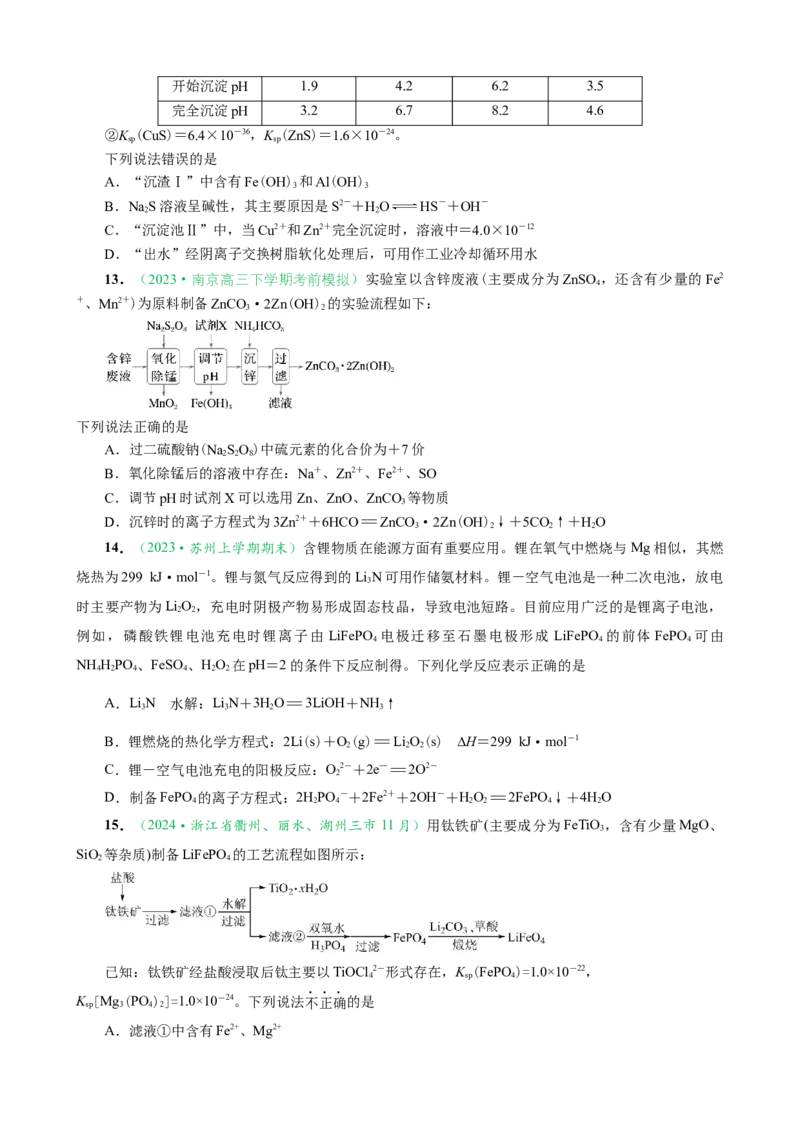 微专题突破5无机物的性质、转化与应用（作业一）（学生版）_05高考化学_2025年新高考资料_二轮复习_2025年高考化学二轮复习重点微专题突破学案（新高考专用）3419182