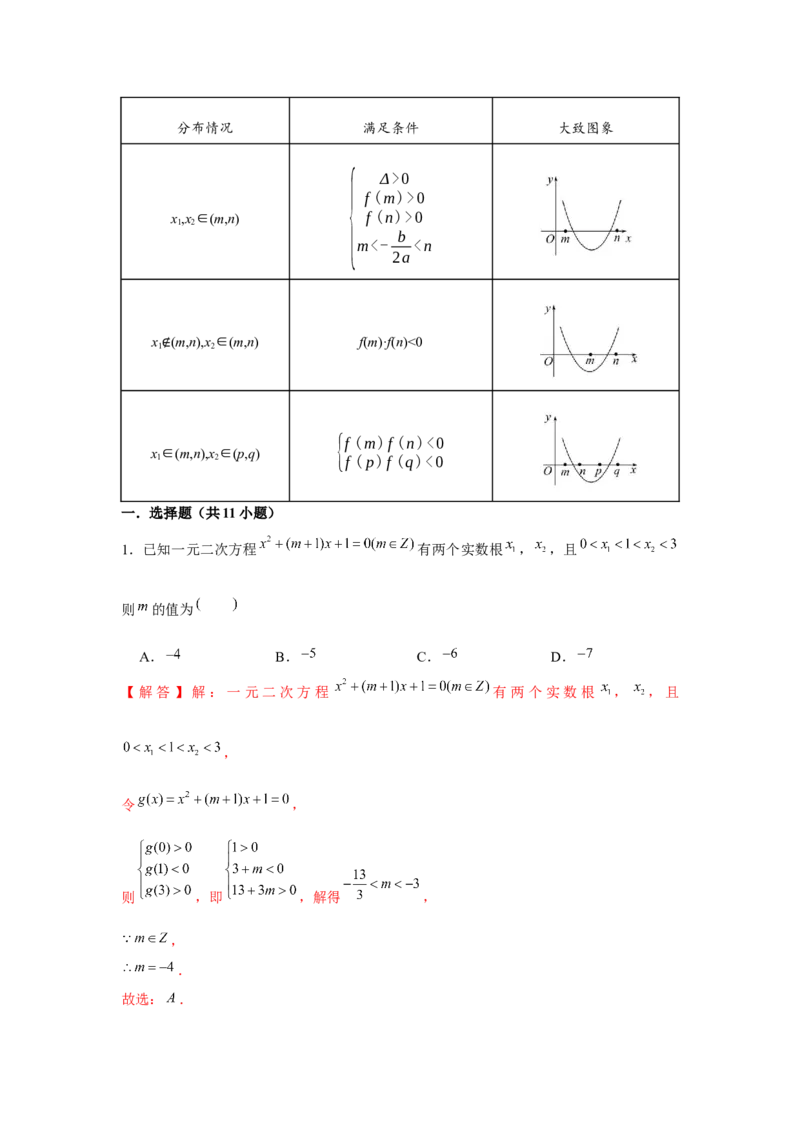 重难点突破02一元二次方程根的分布情况（解析版）_2.2025数学总复习_2024年新高考资料_3.2024专项复习_更新中2024年新高考数学一轮复习之题型归纳与重难专题突破提升（新高考专用）