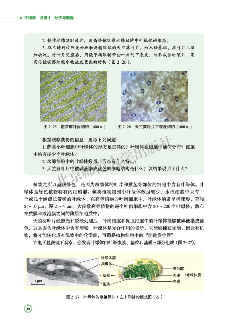 普通高中教科书&middot;生物学必修1分子与细胞(1)_高中全套电子教材及答案。_01高中电子教材全套_生物学_北师大版_高中年级_必修1分子与细胞