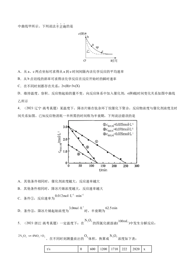 第20讲化学反应速率（练）-2023年高考化学一轮复习讲练测（全国通用）（原卷版）_05高考化学_通用版（老高考）复习资料_2023年复习资料_一轮复习