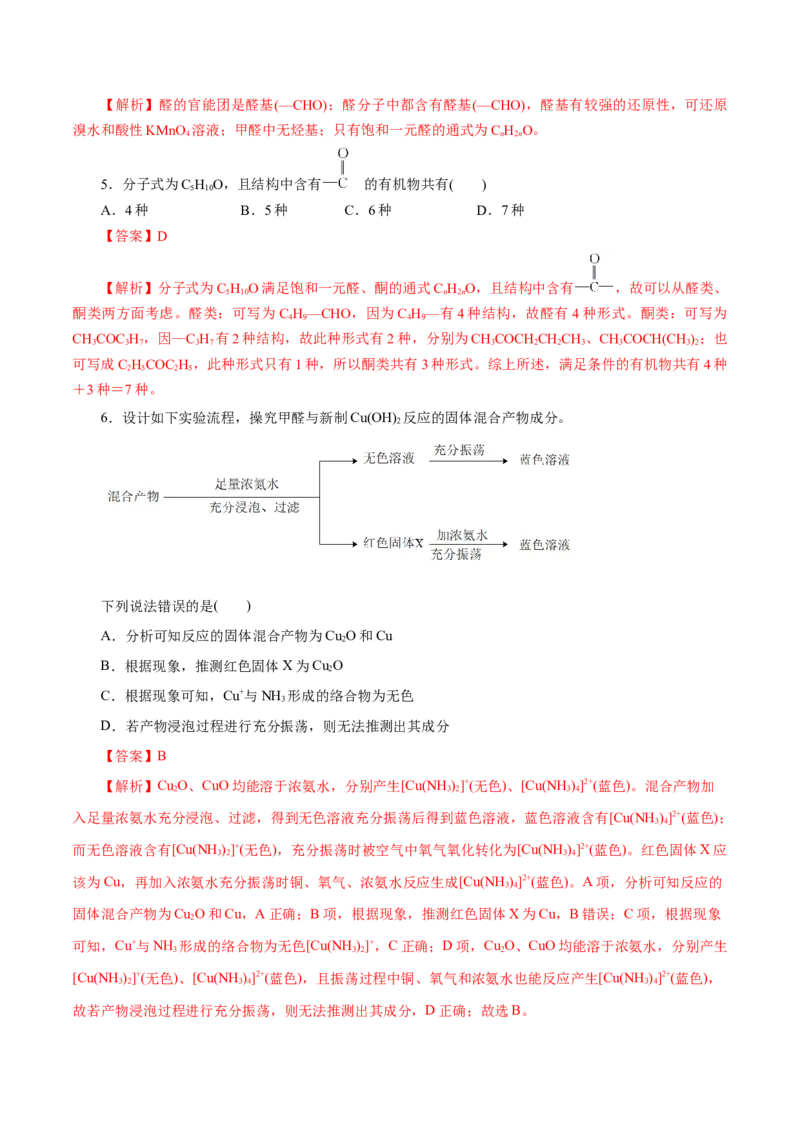 第53练醛与酮-2023年高考化学一轮复习小题多维练（解析版）_05高考化学_新高考复习资料_2023年新高考资料_一轮复习_2023年新高考化学一轮复习小题多维练