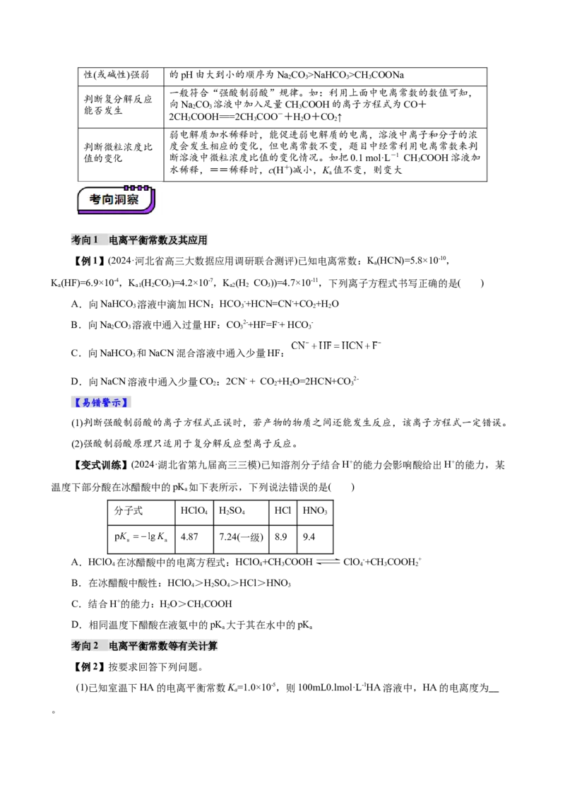 第01讲电离平衡(讲义)(原卷版)_05高考化学_2025年新高考资料_一轮复习_2025年高考化学一轮复习讲练测（新教材新高考）_第八章水溶液中的离子反应与平衡