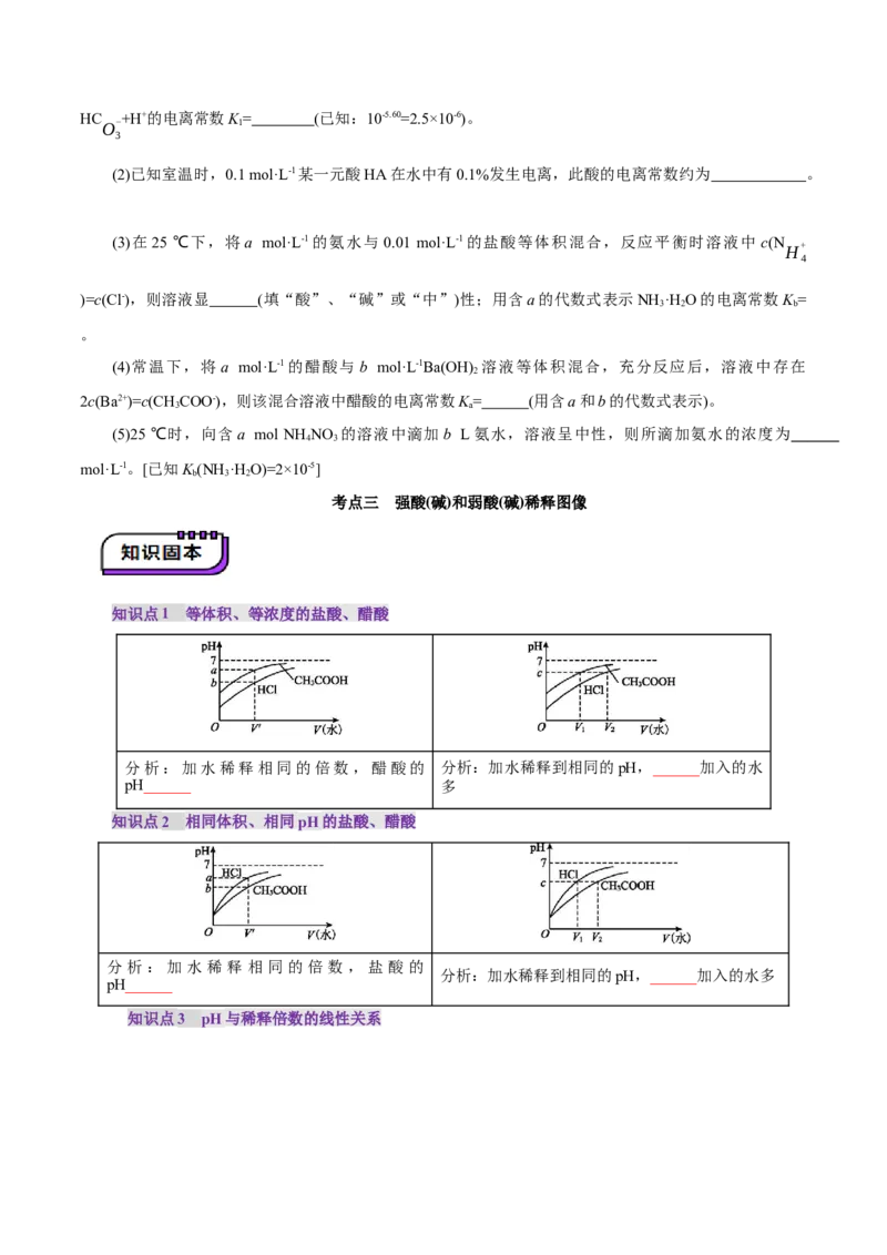 第01讲电离平衡(讲义)(原卷版)_05高考化学_2025年新高考资料_一轮复习_2025年高考化学一轮复习讲练测（新教材新高考）_第八章水溶液中的离子反应与平衡