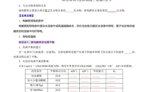 第01讲电离平衡(讲义)(原卷版)_05高考化学_2025年新高考资料_一轮复习_2025年高考化学一轮复习讲练测（新教材新高考）_第八章水溶液中的离子反应与平衡