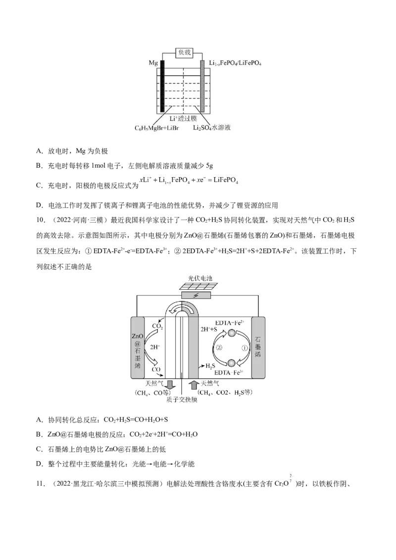 第六章化学反应与能量（测）-2023年高考化学一轮复习讲练测（全国通用）（原卷版）_05高考化学_通用版（老高考）复习资料_2023年复习资料_一轮复习