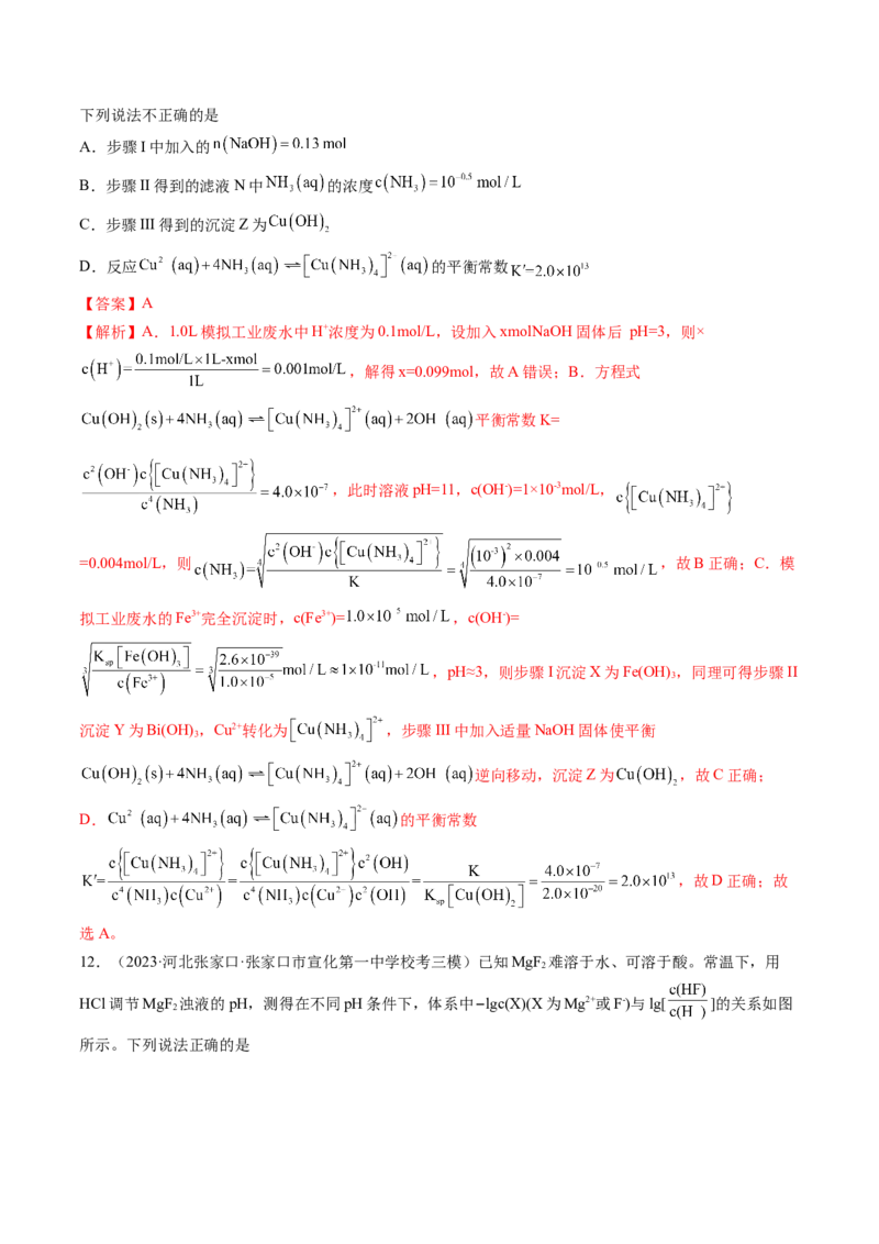 第31讲难溶电解质的溶解平衡与应用（练习）（解析版）_05高考化学_2024年新高考资料_1.2024一轮复习_2024年高考化学一轮复习讲练测（新教材新高考）