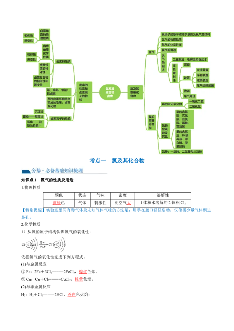 第12讲氯及其化合物（讲义）（解析版）_05高考化学_2024年新高考资料_1.2024一轮复习_2024年高考化学一轮复习讲练测（新教材新高考）